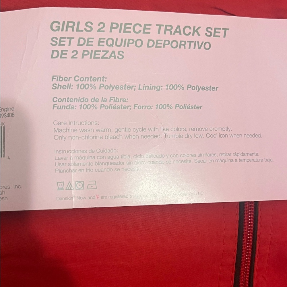 Girls 2 Piece Danskin Now Vibrant Red Track Jacket - Size L/G (10-12) - Picture 4 of 9